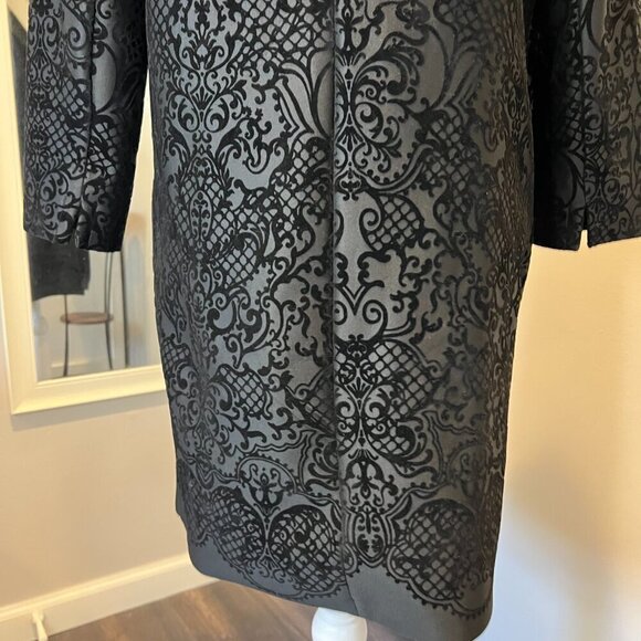 Roz & Ali Black Paisley Burnout Velvet Long Duster Jacket, Size Medium - Picture 13 of 15